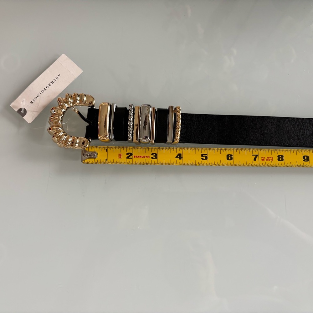 Anthropologie Black Belt with Silver & Gold size M - Picture 4 of 5